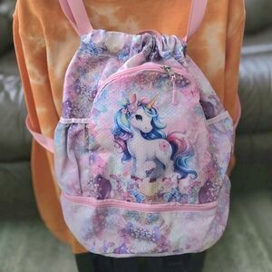 Unicorn Print Kids Backpack - Pink and Blue